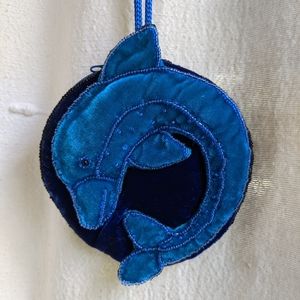 Velvet Beaded Dolphin Purse, Petite